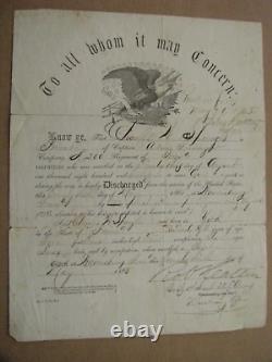 York Pennsylvania CIVIL War Soldier Discharge 200th Pvi 1865