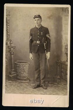 Young Soldier Armed with Sword, Indian Wars Era 1800s Antique Cabinet Card Photo